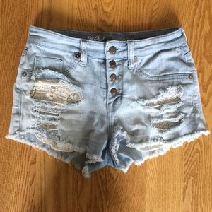 high rise jean shorts